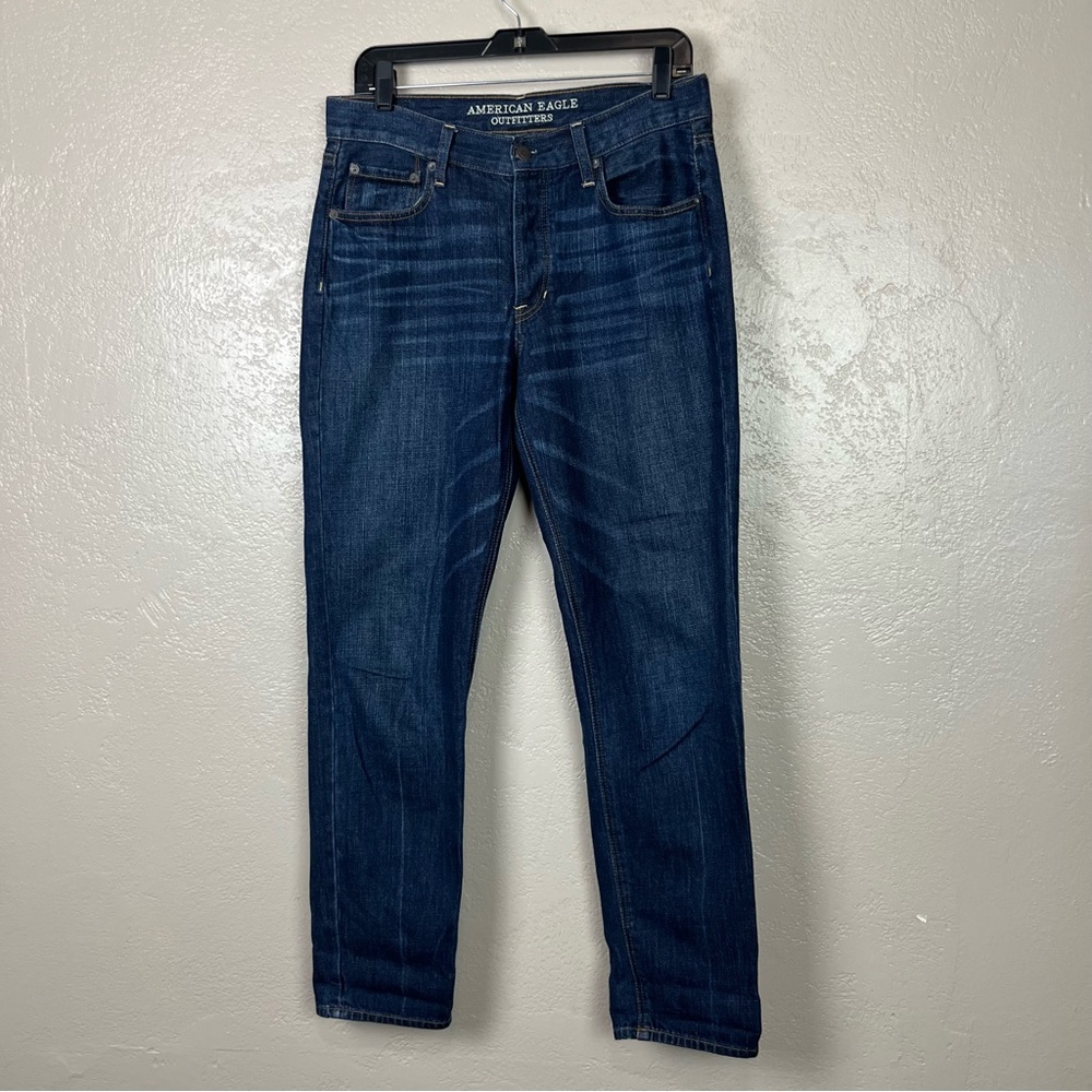 American Eagle Jeans‎ Womens  8 Long Vintage Hi Rise Button Fly Dark Wash Denim